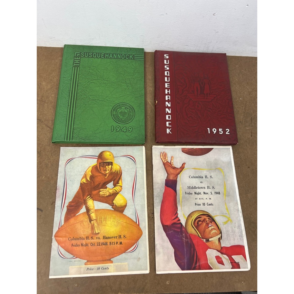 Vintage Columbia High School PA Yearbook Lot 1949 1952 Football Programs 40s 50s